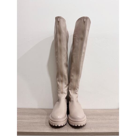 Gianvito Rossi Marsden 20 Faux Leather Over-the-Knee Boots Cream Women's EU 40 - Picture 3 of 7